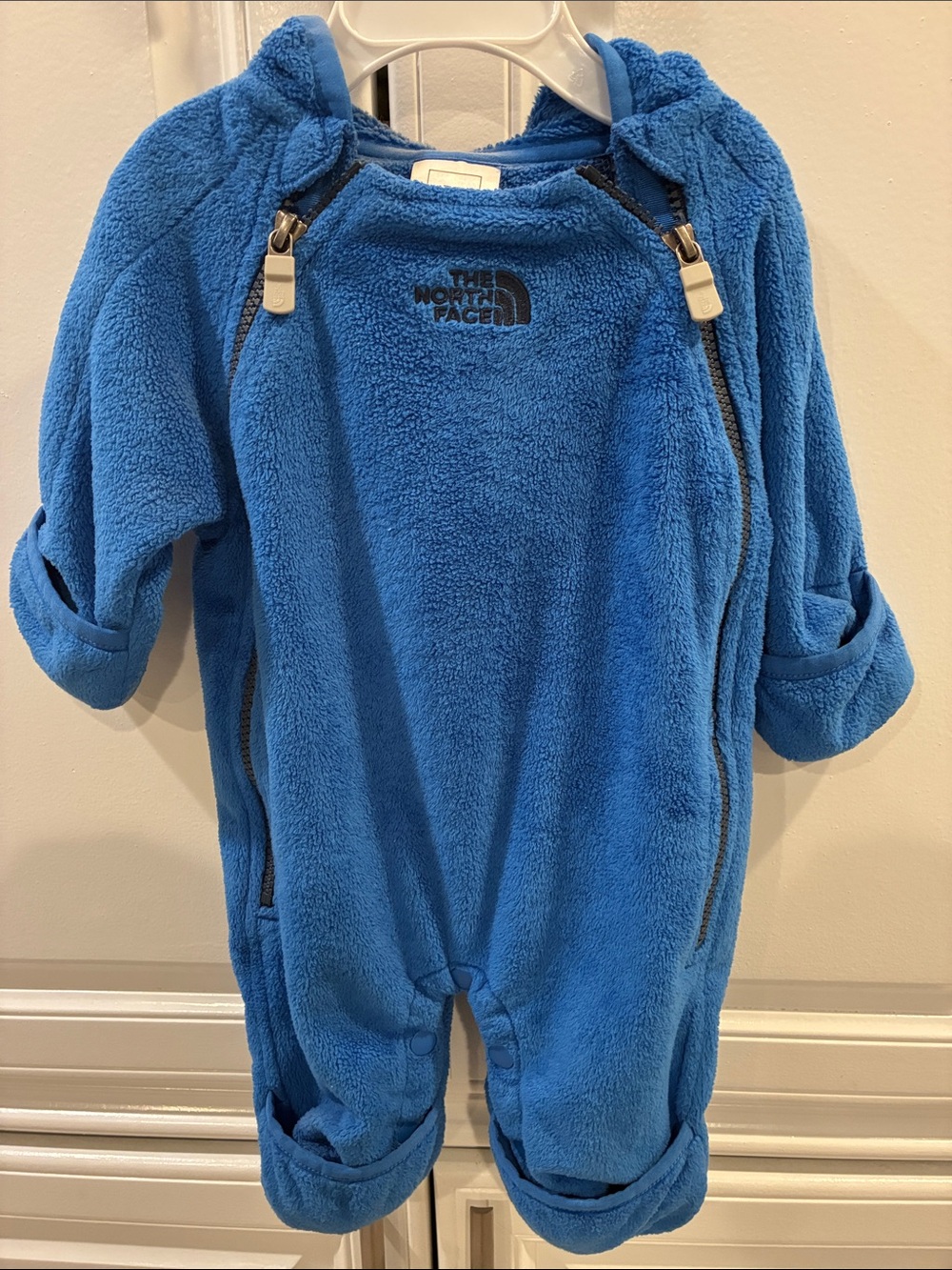 The North Face Bright Blue Fleece Hooded Kids One-Piece